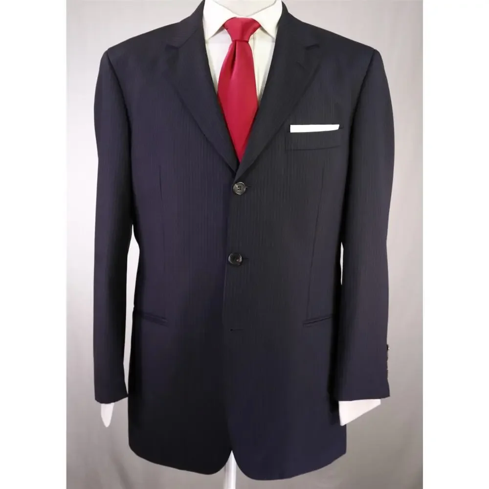 Hugo Boss Einstein/Sigma Navy Blue Pinstripe Super 120's Wool Suit 40R